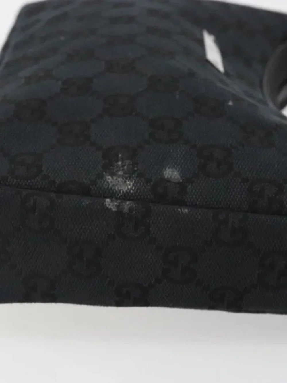 GUCCI GG Canvas Shoulder Bag Black Silver 019 0433 3444 Auth ka4995